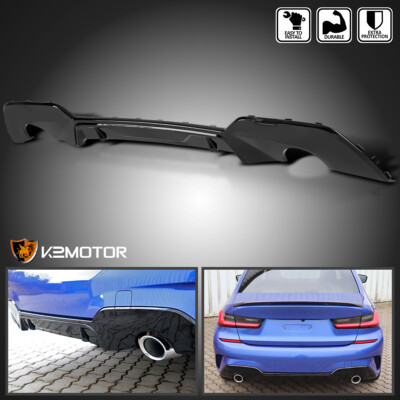 Fits 2019-2020 BMW G20 3-Series M Sport Dual Single Exhaust Rear Bumper Diffuser