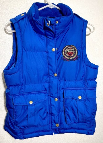 US Polo Assn Womens Puffer Vest Royal Blue & Gold w/ Embroidered Logo Crest Sz M - Picture 2 of 5
