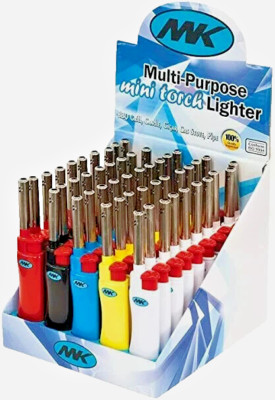 50 MK LIGHTER Full Size Refillable Candle Windproof Jet Lighters Assorted Colors