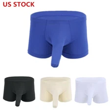 Mens Boxer Briefs Closed/Open Penis Sheath Shorts Trunks Underpant Underwear
