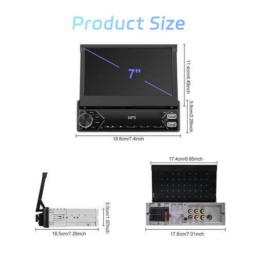 7'' Car Stereo Radio Retractable Touch Screen Bluetooth MP5 Player Bluetooth FM - Picture 18 of 19