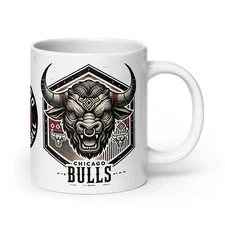Chicago Bulls Mug – NBA Fan Coffee Cup –White Glossy Ceramic 20oz Gift
