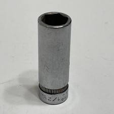 Indestro Super 1/2” Socket Deep 2743H 3/8” Drive USA VTG Chrome Knurled 6 Point