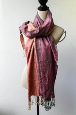 Pink Floral Pashmina 28" x 66" Scarf Wrap Shawl