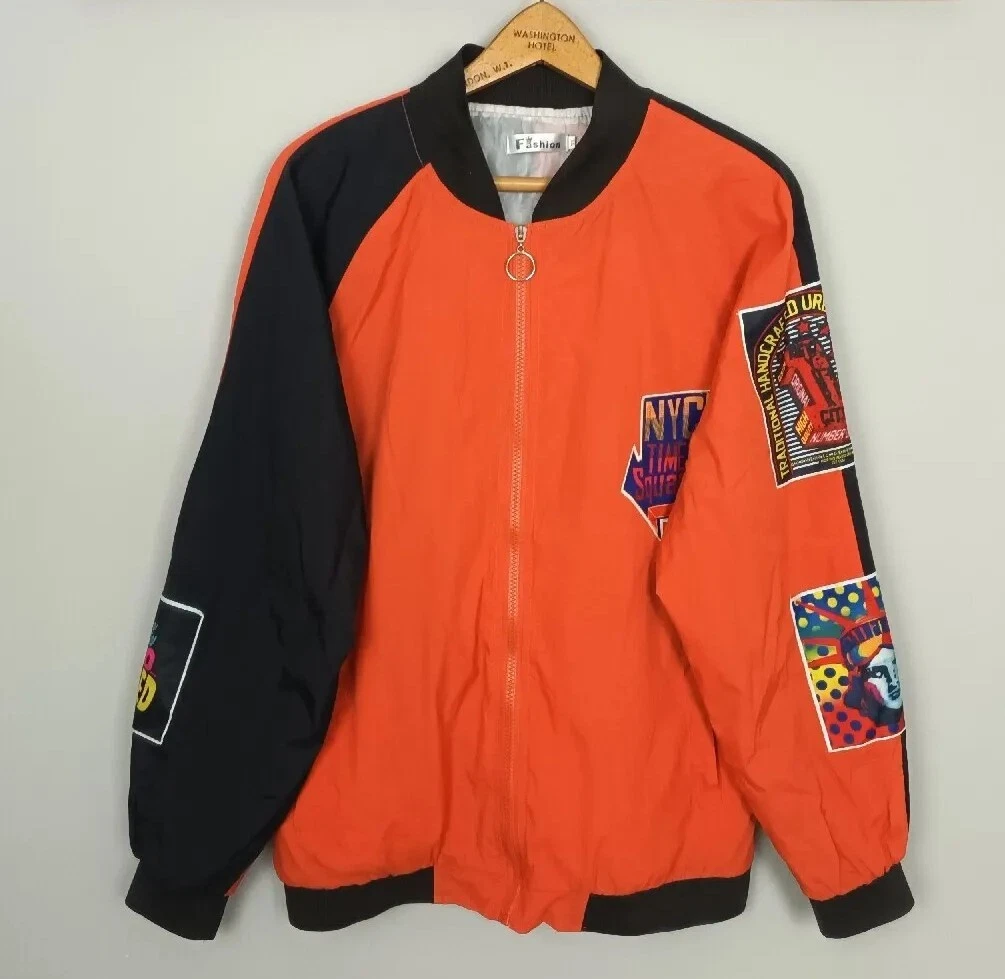 VINTAGE 90s RACECAR RACING JACKET BRIGHT FESTIVAL BOLD WINDBREAKER COAT |  eBay