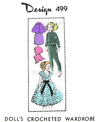 499 Vtg Doll Wardrobe Clothes Pattern fits Barbie 11.5 Mail Order Crochet