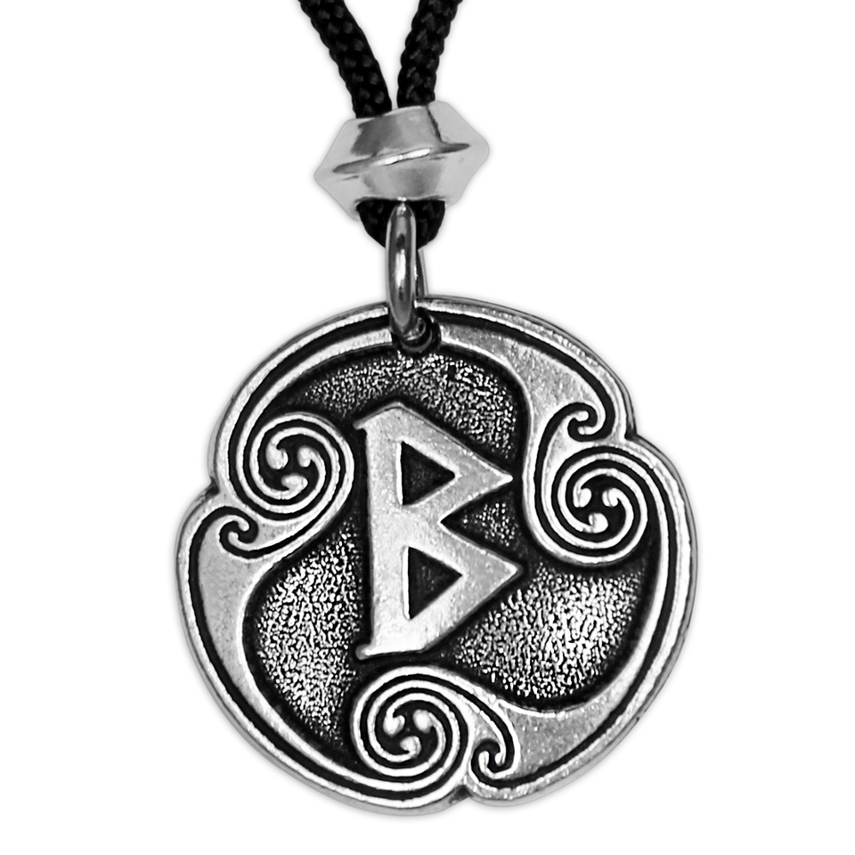 Rebirth Nordic Rune Pewter Beorc Rebirth Rune Norse Viking Asatru Berkanan Talisman Amulet ...