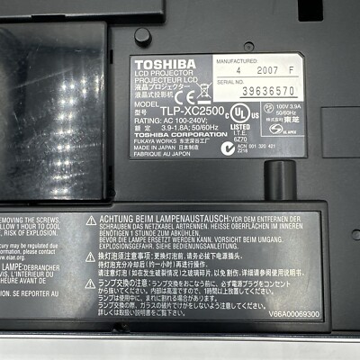 Toshiba TLP-XC2000 2000 Lumens 1080i Document Camera Multimedia