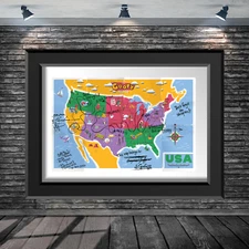 Disney Goofy Movie United States of America Map Poster