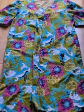 Vintage Asian Barkcloth Bright Muu Muu Smock Heavy Maxi Dragon Women's XL