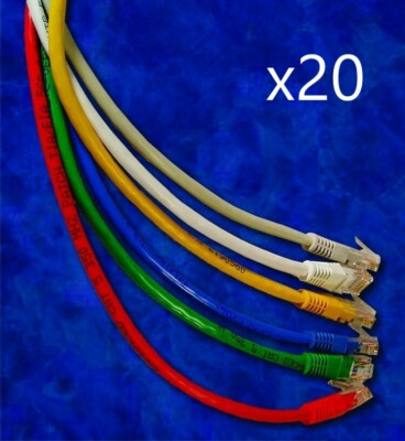 20 Pack - 7ft CAT5e Ethernet Network LAN Router Patch Cable Cord - Pick Colors