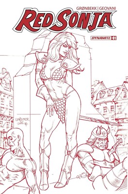 Red Sonja 2023 #1 (Dynamite, 2023) Zs 1:10 Incentive Variant Linsner Red Line