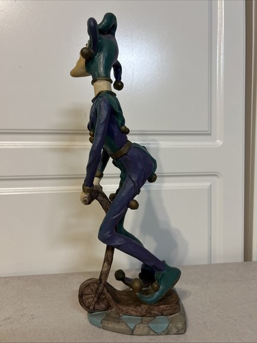 Teal Purple 16" MANN Jester on a Scooter Figurine - Picture 3 of 6