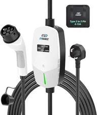 6m EV Charging Cable - Electric & Hybrid Vehicles - UK Plug To Type 2 Charger