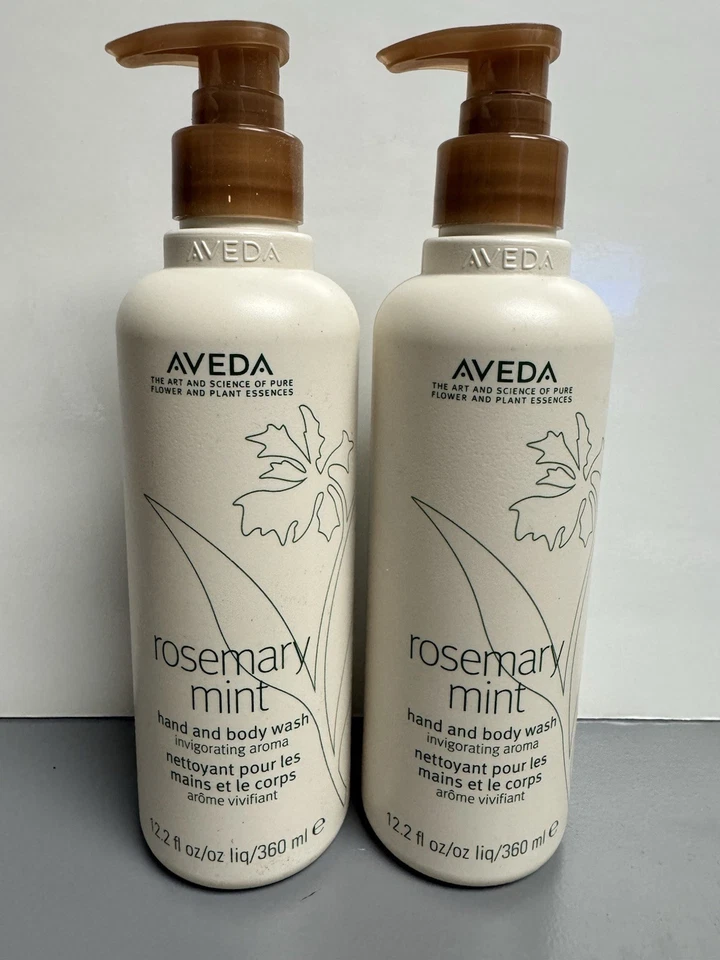2 PACK lot set - Aveda Rosemary Mint Hand & Body Wash 12.2oz 360mL each w/Pump