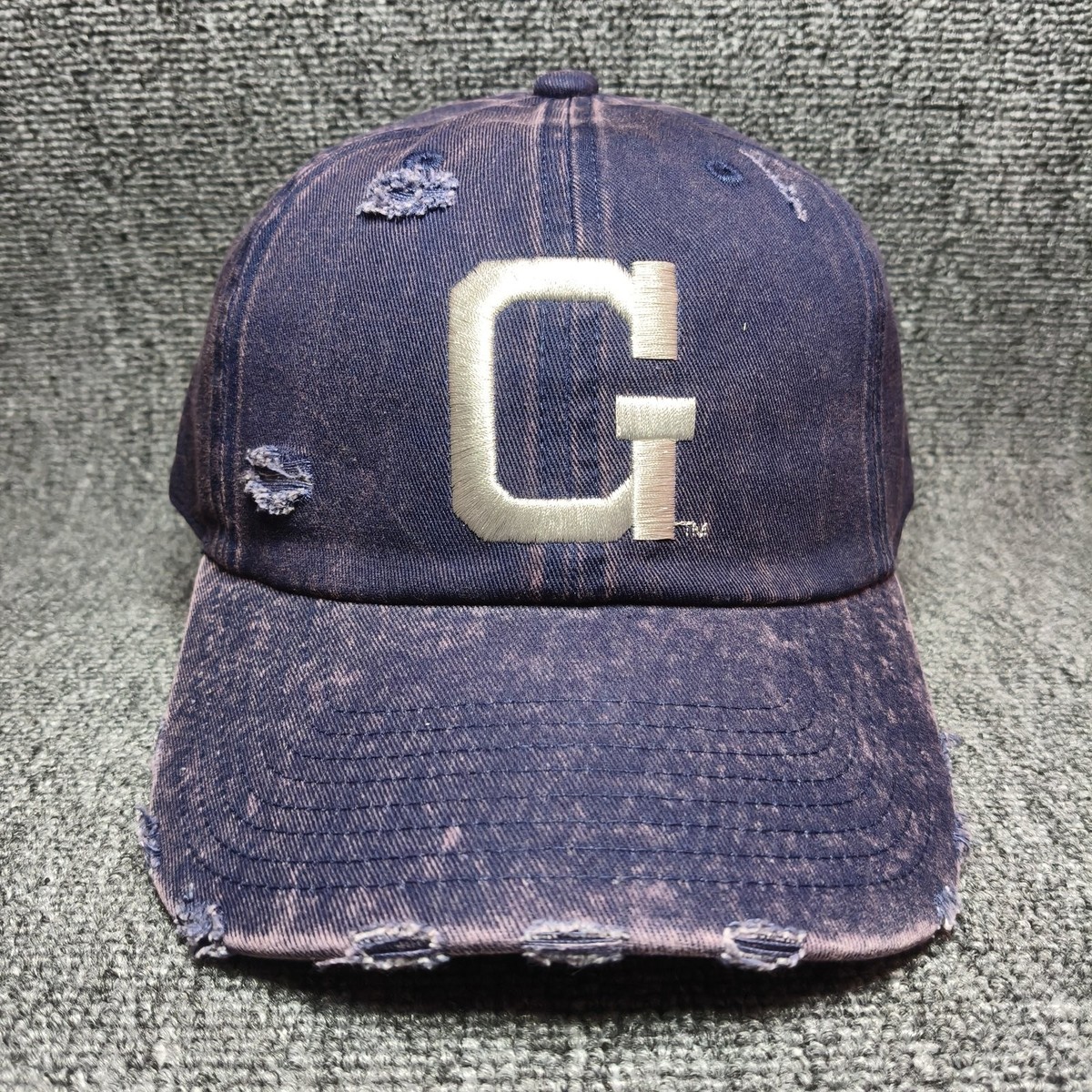 Mitchell & Ness Distressed Blue Strapback Baseball Cap Curved Brim