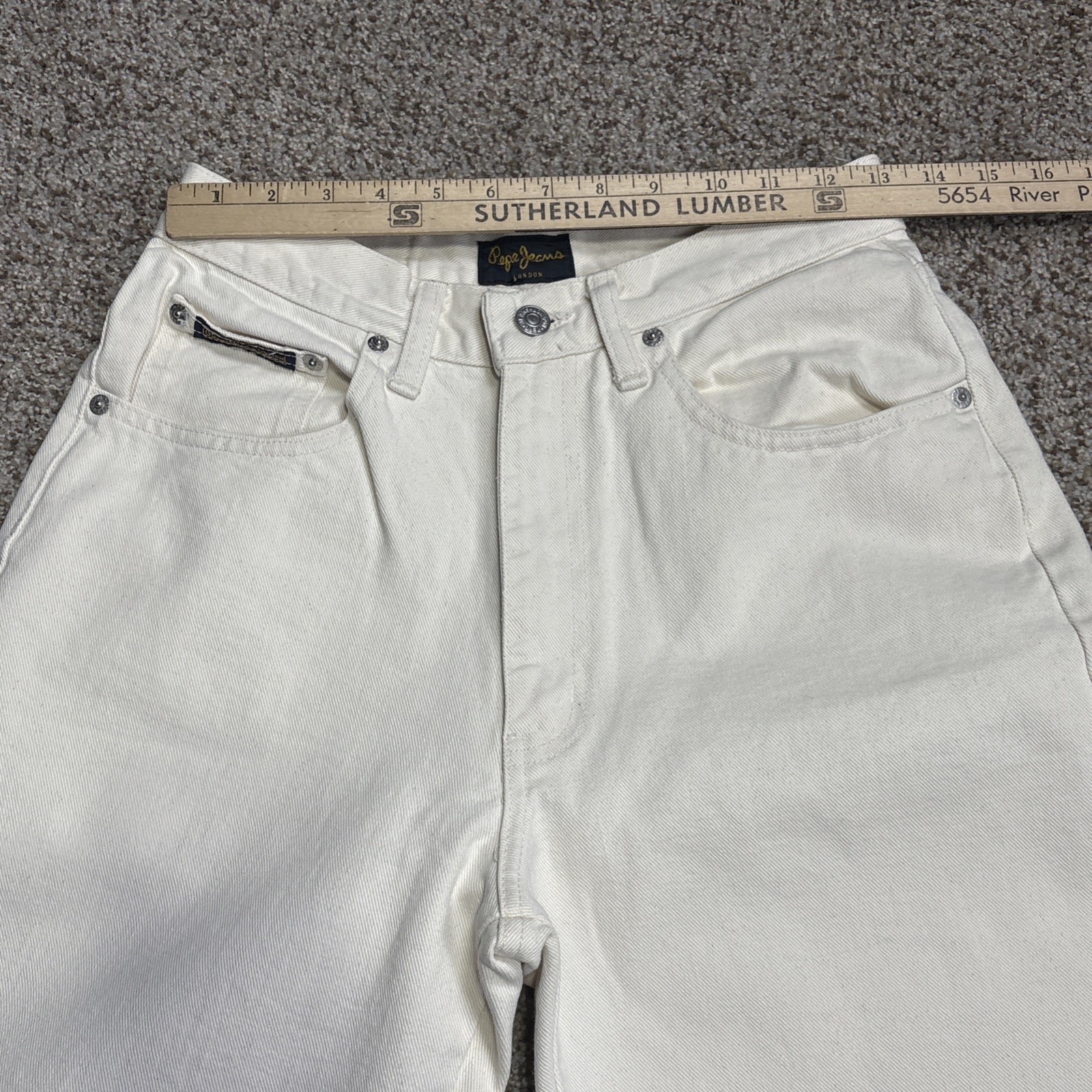 Vtg Pepe Betty Jeans Women 29x32 Fits 26 X 31.5 High Rise Tapered Off White - View 7