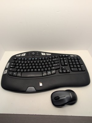 Logitech K350 Wireless Keyboard Ergonomic Comfort Wave w/ Dongle & Mouse M510