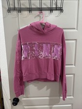 Victoria Secret Velour Hoodie Size Small Pink Cropped