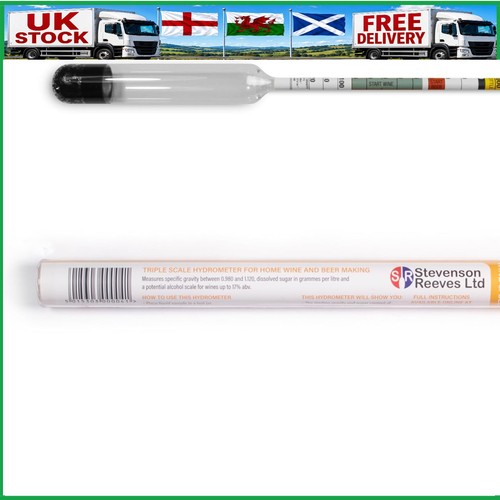 Triple Scale Hydrometer For Home Brewing And Winemaking