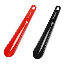Sarmyarc Shoe Horn,2 Pack Plastic Horns, 10.3 Inches - 1 size, Red/Black
