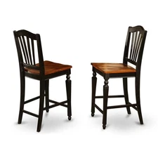Elegant Counter Height Chairs – Wooden Bar Stools with Backs, Set of 2