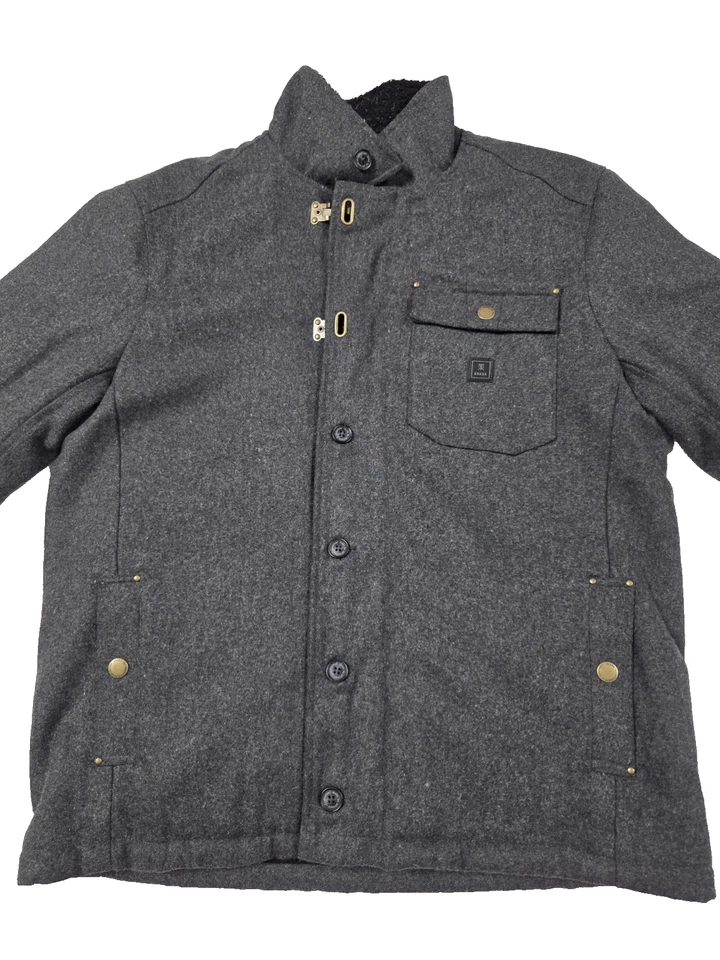 CHAQUETA ROARK REVIVAL PARA HOMBRE AXEMAN SHERPA FORRADA TALLA XL GRIS CARBÓN CONCHA 50% LANA Foto 2 de 4