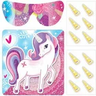14Pc Stick The Horn On The Unicorn Game Kids Pony Birthday Party Pin Activity