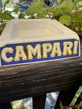 Vintage Campari Ceramic Ashtray - Italian Barware Cocktail
