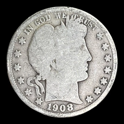 1908-S Barber Silver Half Dollar