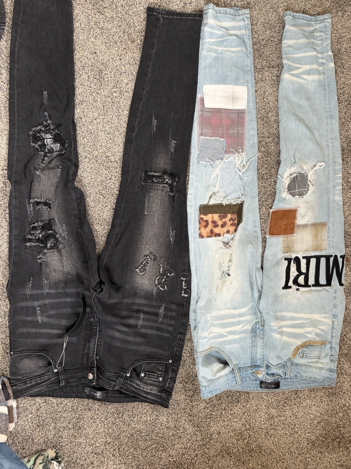 AMIRI Patchwork inspired Distressed Straight Deni… - image 2