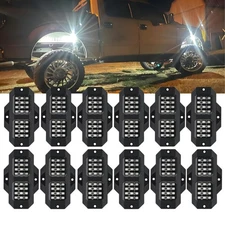 12X White LED Rock Lights Underbody Trail Rig Glow Lamp Offroad SUV Pickup Truck