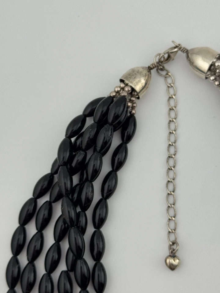 Collar Jay King DTR Coral Negro Plata Esterlina 6 Hilos Cuentas Foto 4 de 4