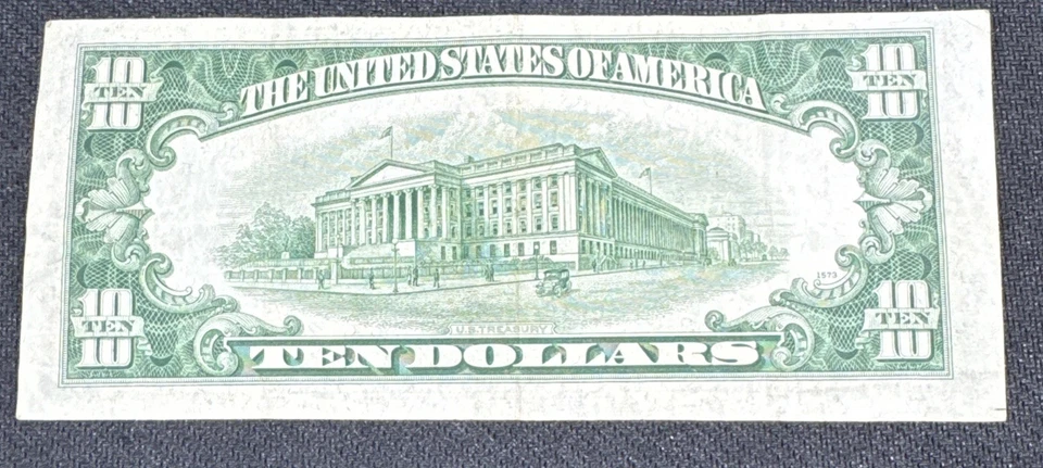 1950 $10 DOLLAR BILL STAR NOTE - # A02933645 Error noted to bottom of front  - Image 3 of 3