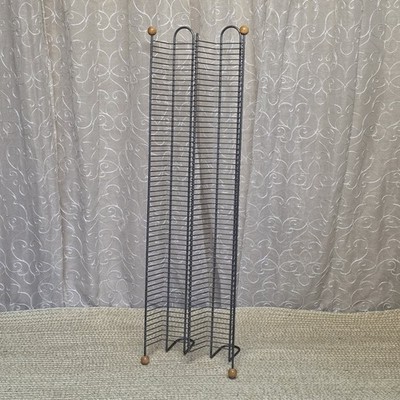 Vintage Metal Wire CD Tower Rack Stand Holds 120 CDs Y2K Gray