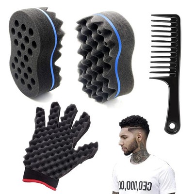 ARJDXDP 3 Stück Haarschwammbürste, große Löcher Afro Lockenschwamm, 3 in 1 Afro Haar