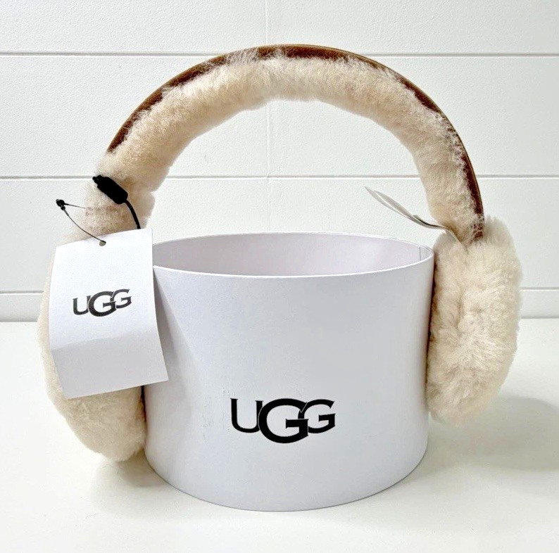 UGG Australia Camel Shearling Sherpa Ear Muffs Adjustable Winter NWT