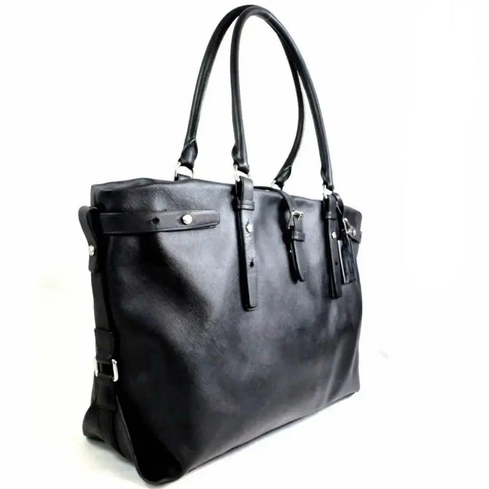 TUMI VILLA Viverone Business Tote Large Black Roll-Up Rare - Image 2 of 4