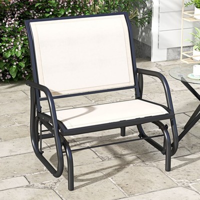Outsunny Outdoor Glider with Breathable Mesh Fabric Curved Armrests