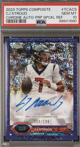 2023 TOPPS COMPOSITE Chrome Auto Purple Speckle #TCACS CJ STROUD RC /199 PSA 10