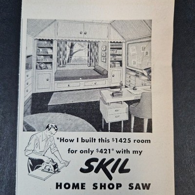 1952 Skil Home Shop Saw Tools Skilsaw Inc Vintage Print Ad Chicago IL Mancave