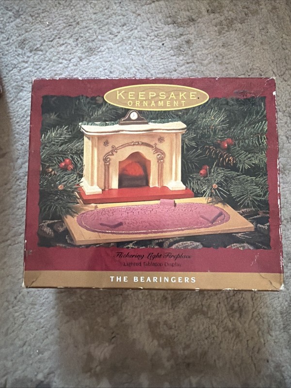 Hallmark The Bearingers Flickering Light Fireplace 1993 Christmas Ornament Boxed