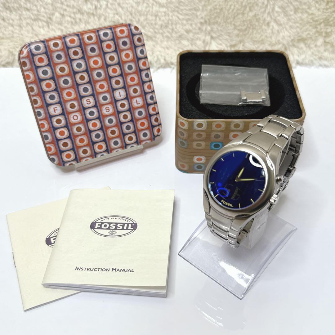 FOSSIL Big Tic Matrix Blue Dial Ana Digi Stainless Steel Watch