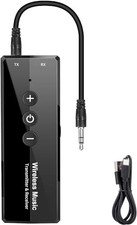 Upgraded Bluetooth 5.3 Transmitter 3-in-1, Portable Wireless Rechargeable Black