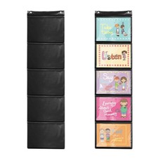 Pocket Chart For Classroom Cards Pictures Wall File Organizer 5 Pockets Black