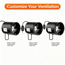 4/6/8” Exhaust Booster Fan Inline Duct Fan HVAC Blower Kit With Speed Controller