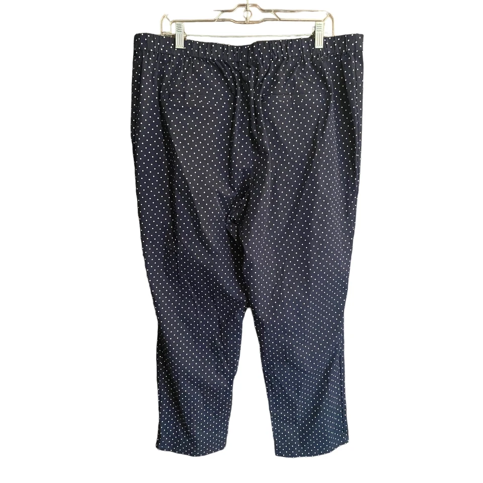 Isaac Mizrahi Live! Navy Blue White Dots 20W Pants Ankle Capri - Image 2 of 4