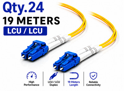 (24) 19 Meter LC/UPC - LC/UPC Duplex Fiber Patch Jumper OS2 SMF Singlemode Cable