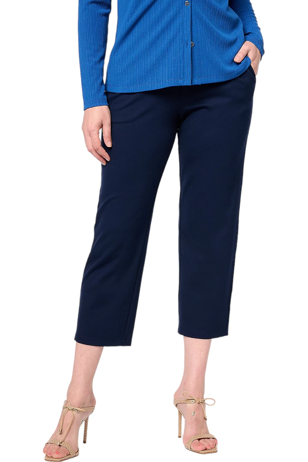 Pantalon tuyau de poêle en tricot Susan Graver Modern Essentials Supreme marine