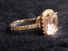 White Quartz w/ Cubic Zirconia Ring 925 Sterling Silver - Size 7